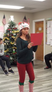 Sinclayre reading her letter to Santa