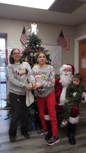 Hope, Mommy, and Tristan with Santa